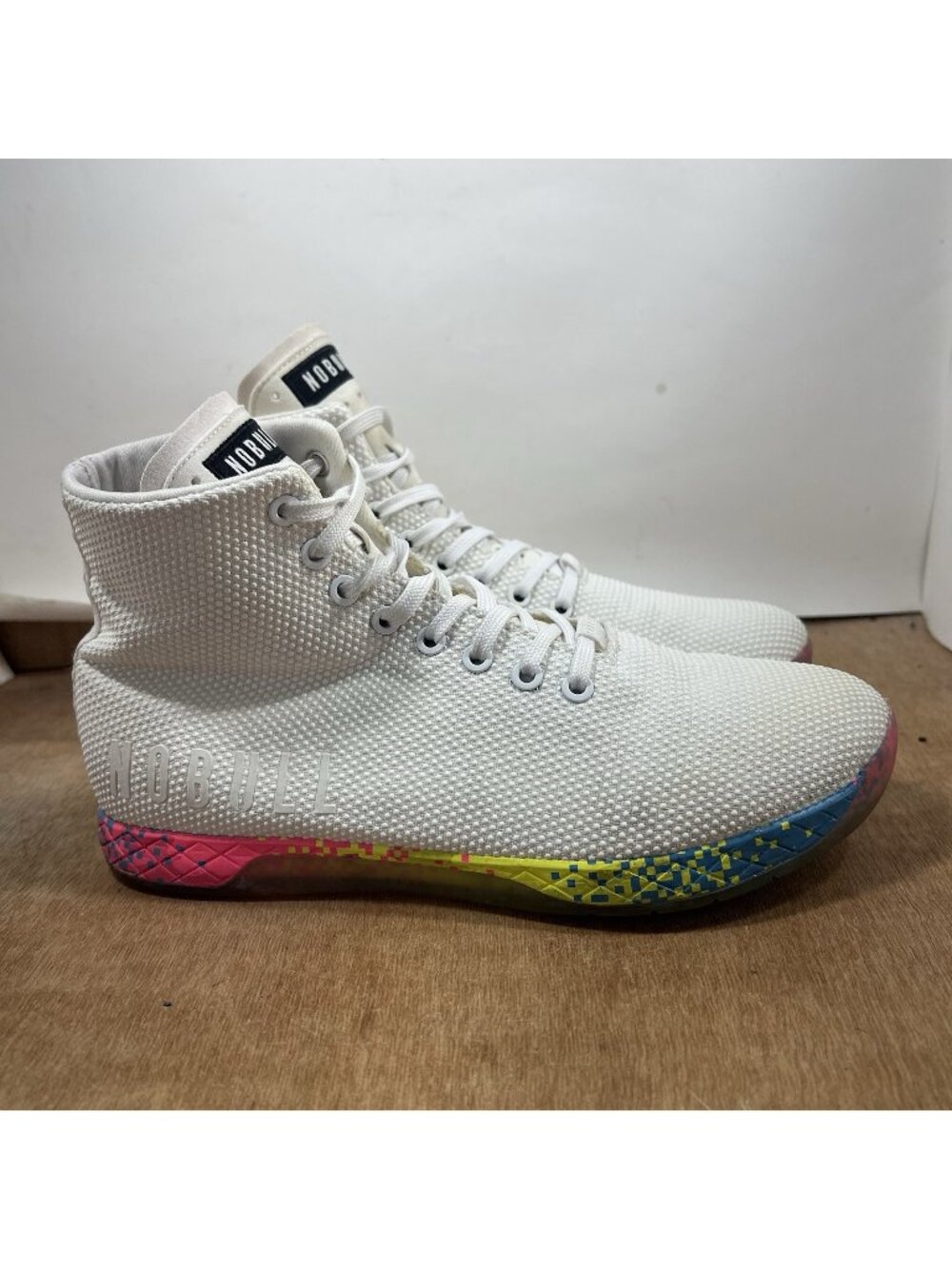 No Bull Trainer Men Size 9 White High Top Superfabric Gym Shoes Sneakers